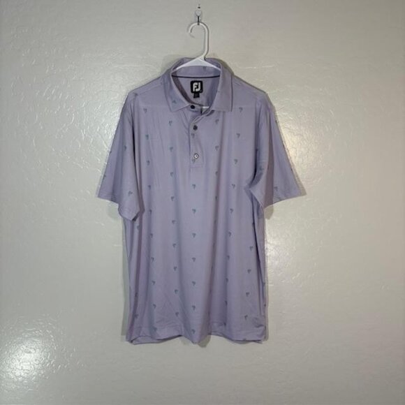 FootJoy Golf Polo Shirt Mens Large Purple Cactus Print Performance Stretch Tech - Picture 1 of 7